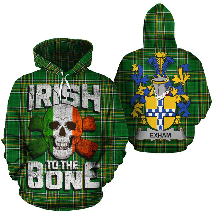 Exham Family Crest Ireland National Tartan Irish To The Bone Hoodie