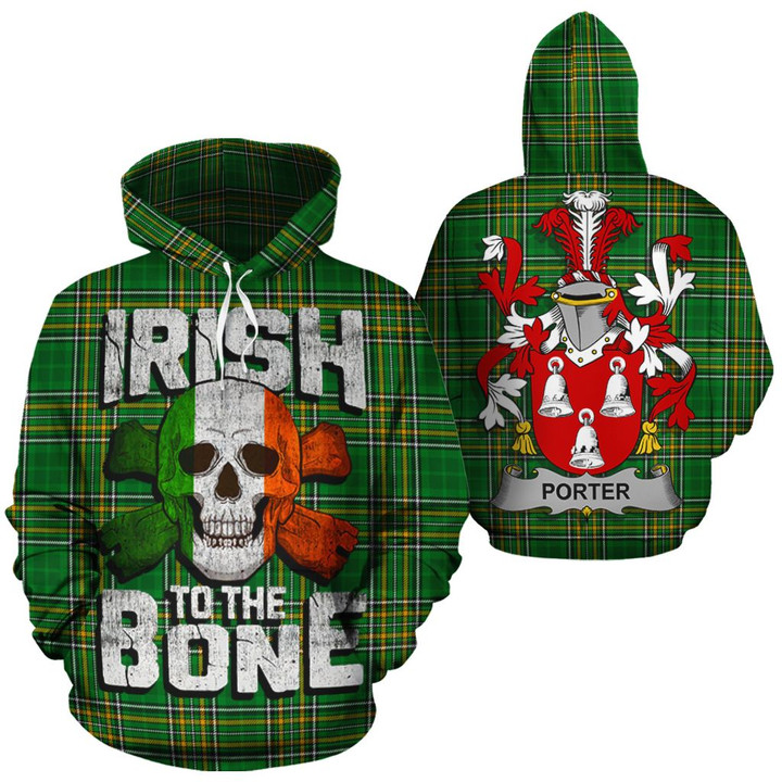 Porter Family Crest Ireland National Tartan Irish To The Bone Hoodie