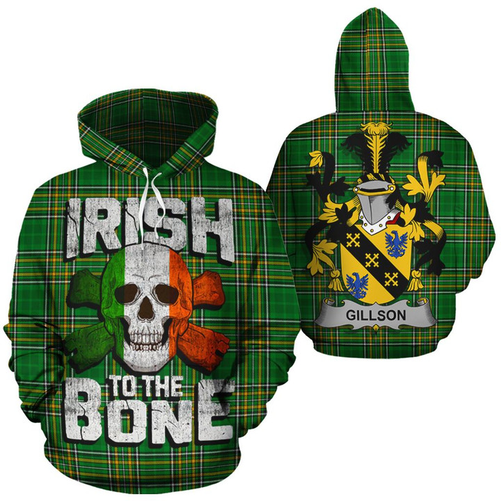 Gillson Family Crest Ireland National Tartan Irish To The Bone Hoodie