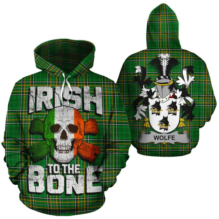 Wolfe Family Crest Ireland National Tartan Irish To The Bone Hoodie