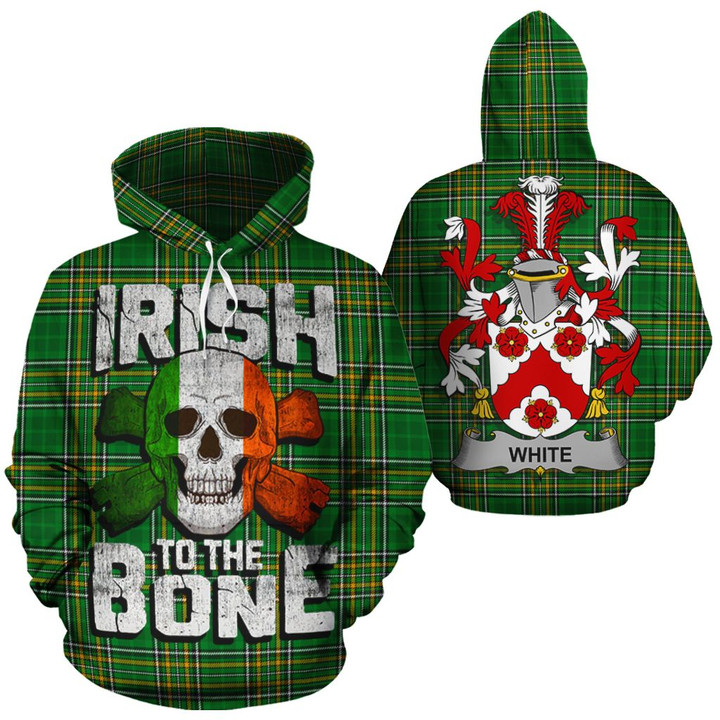 White Family Crest Ireland National Tartan Irish To The Bone Hoodie