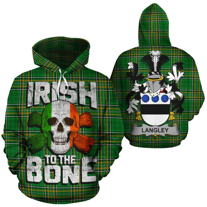Langley Family Crest Ireland National Tartan Irish To The Bone Hoodie