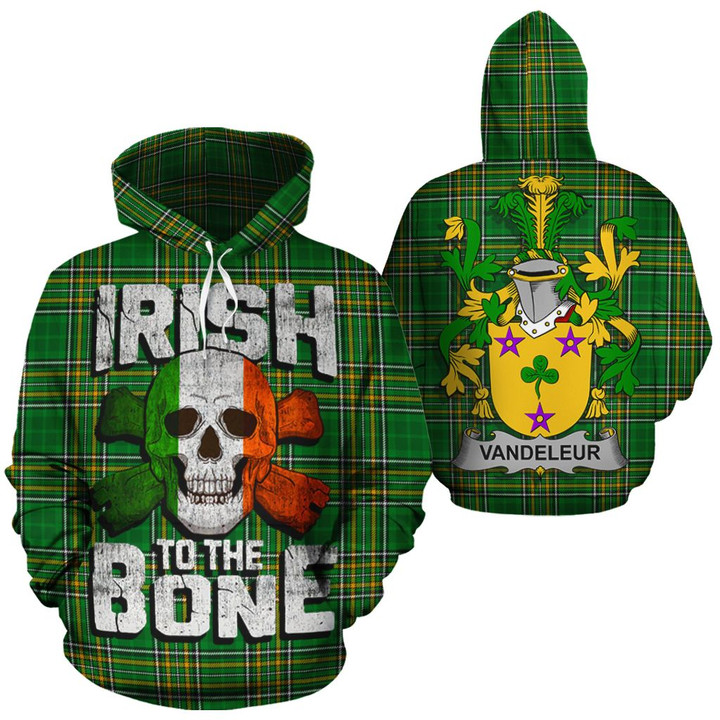 Vandeleur Family Crest Ireland National Tartan Irish To The Bone Hoodie