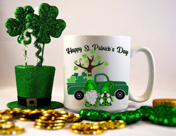 Happy ST. Patrick's Day, Gnome and truck Ceramic Mug TH5