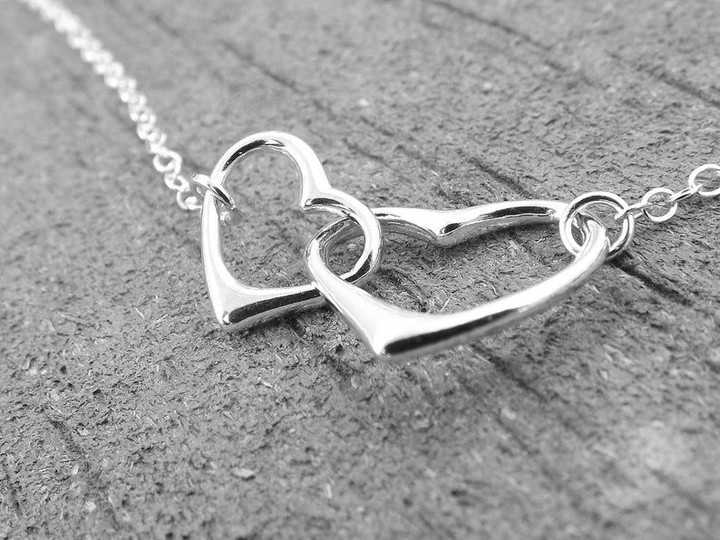 Hearts Necklace, Interlocking Hearts Necklace, Mommy and Me Necklace, Simple Hearts Necklace, Silver Heart Necklace, Minimal Heart Necklace TH5