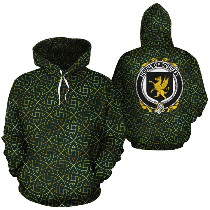 O'Griffy Family Crest Ireland Background Gold Symbol Hoodie
