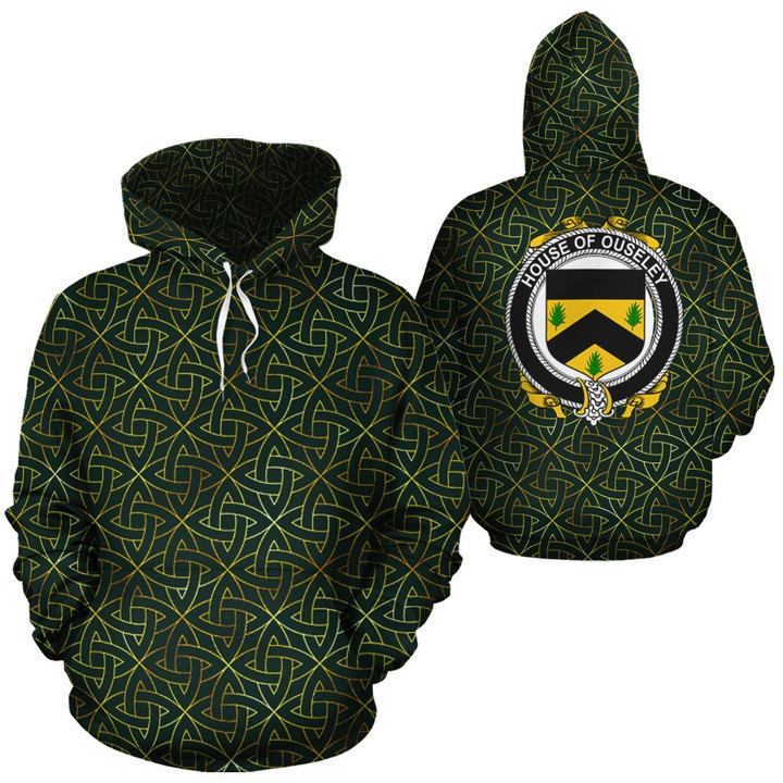 Ouseley Family Crest Ireland Background Gold Symbol Hoodie