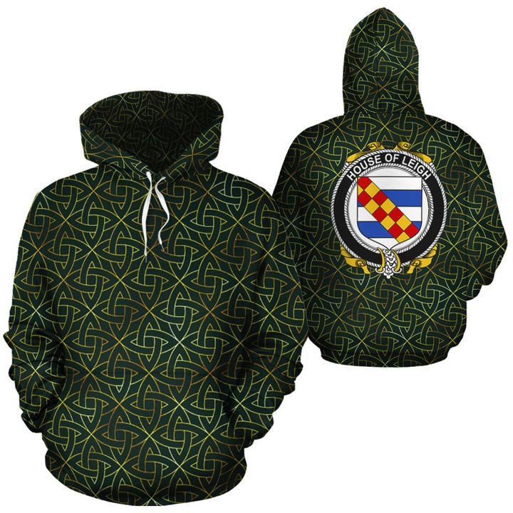 Leigh Family Crest Ireland Background Gold Symbol Hoodie