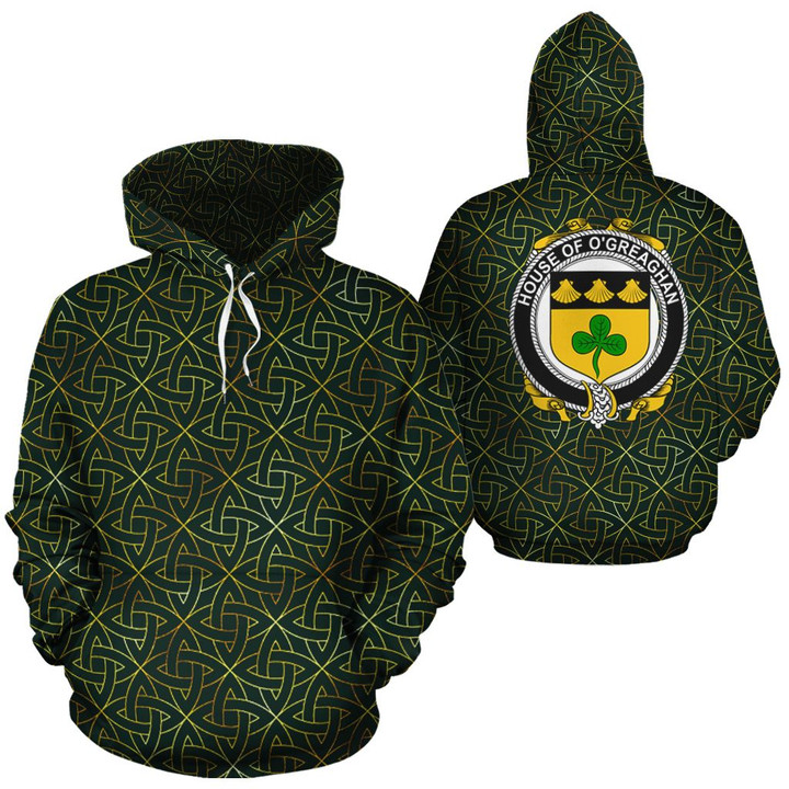 O'Greaghan Family Crest Ireland Background Gold Symbol Hoodie