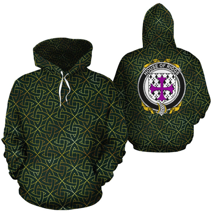 Riggs Family Crest Ireland Background Gold Symbol Hoodie