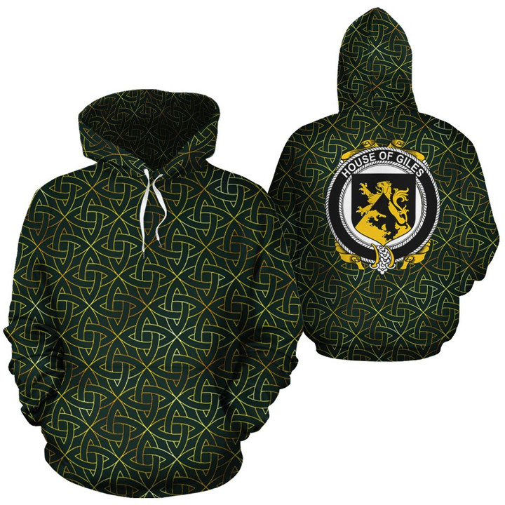 Giles Family Crest Ireland Background Gold Symbol Hoodie