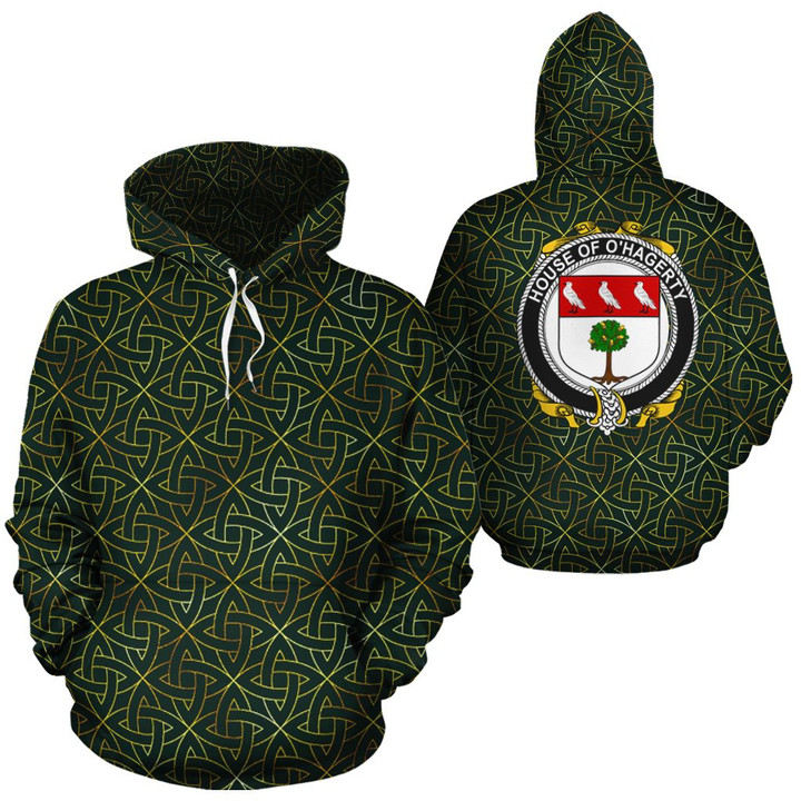 O'Hagerty Family Crest Ireland Background Gold Symbol Hoodie