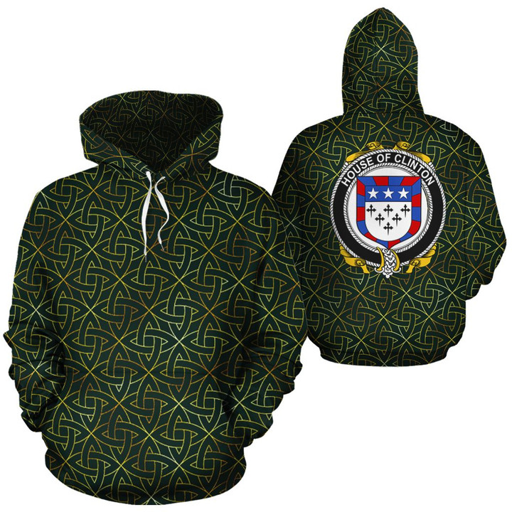 Clinton Family Crest Ireland Background Gold Symbol Hoodie