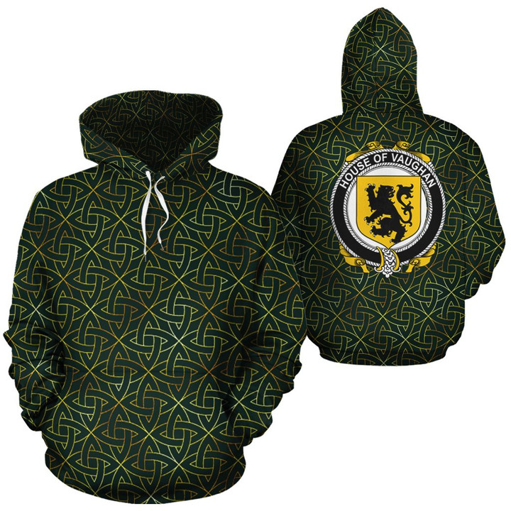 Vaughan Family Crest Ireland Background Gold Symbol Hoodie