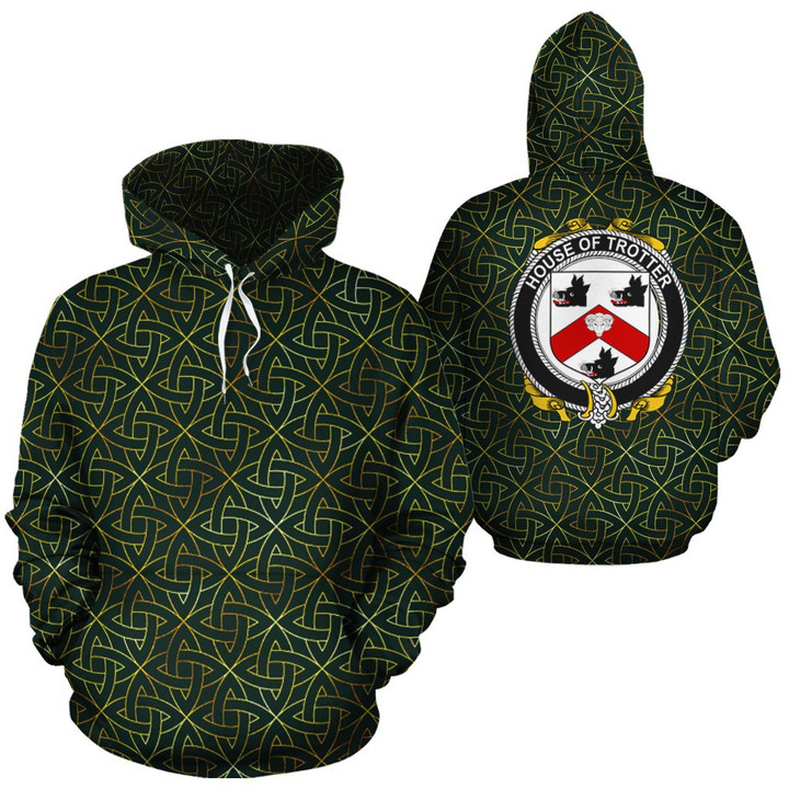 Trotter Family Crest Ireland Background Gold Symbol Hoodie