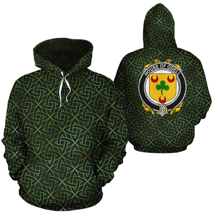 Odell Family Crest Ireland Background Gold Symbol Hoodie
