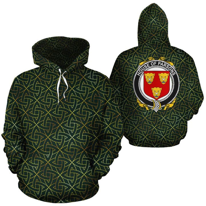 Parsons Family Crest Ireland Background Gold Symbol Hoodie