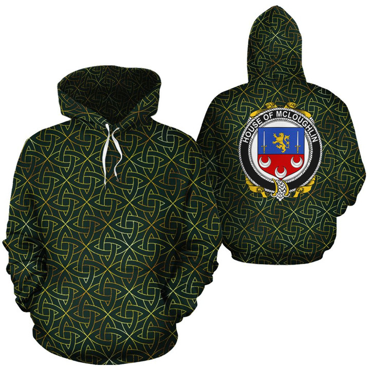McLoughlin Family Crest Ireland Background Gold Symbol Hoodie