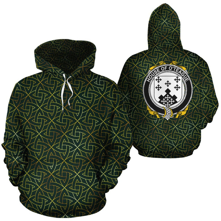 O'Teague Family Crest Ireland Background Gold Symbol Hoodie