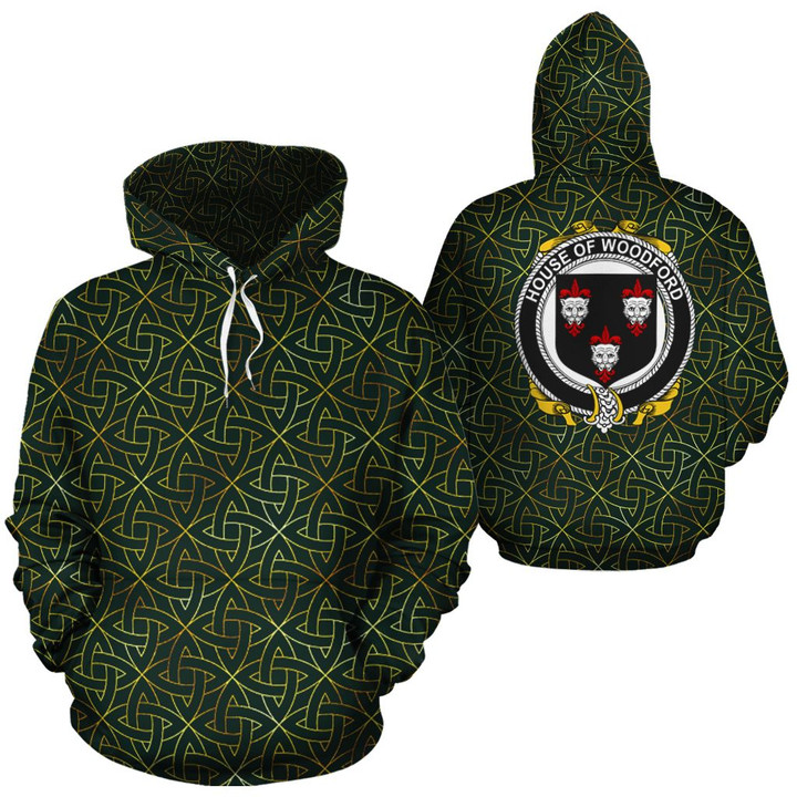 Woodford Family Crest Ireland Background Gold Symbol Hoodie