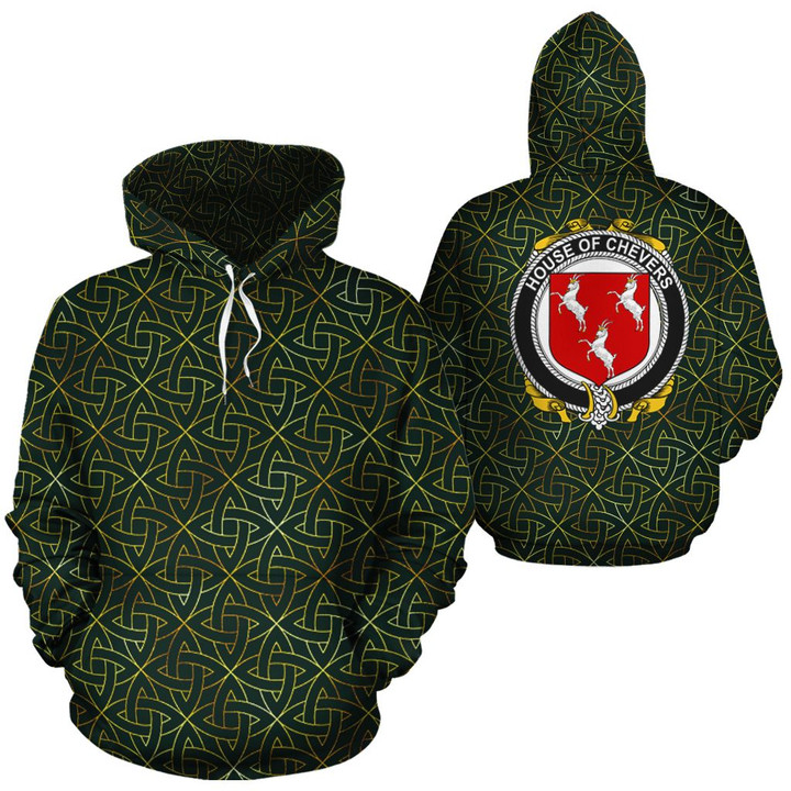 Chevers Family Crest Ireland Background Gold Symbol Hoodie