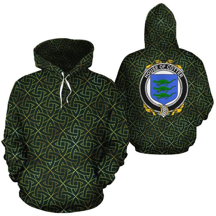 Cotter Family Crest Ireland Background Gold Symbol Hoodie