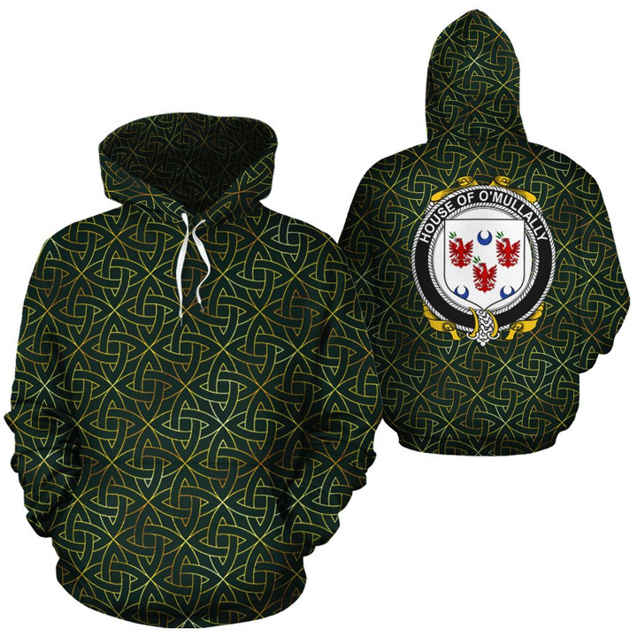 O'Mullally Family Crest Ireland Background Gold Symbol Hoodie
