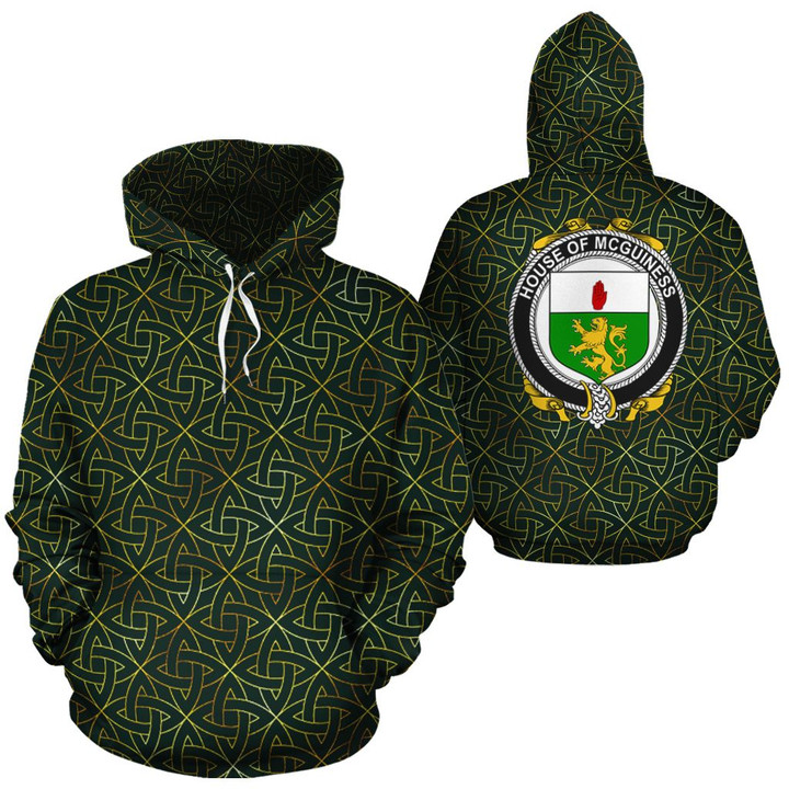 McGuiness Family Crest Ireland Background Gold Symbol Hoodie