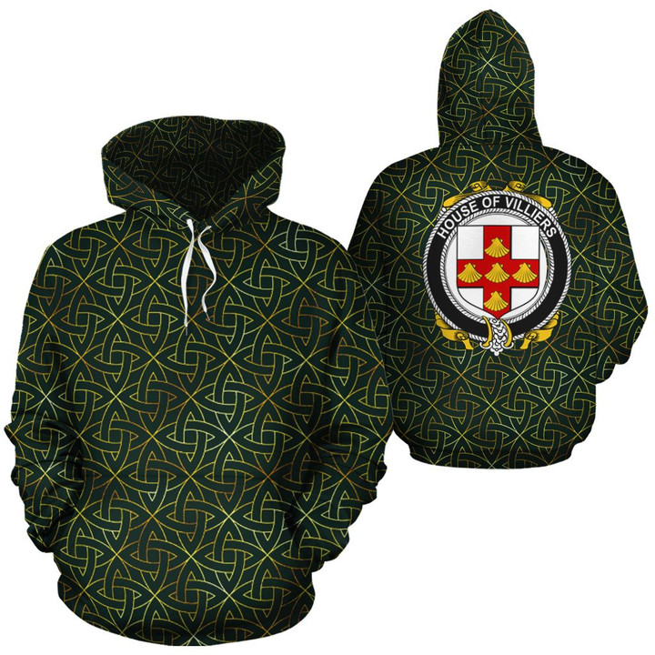Villiers Family Crest Ireland Background Gold Symbol Hoodie