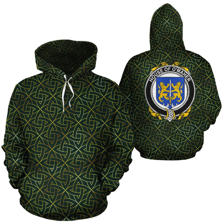 O'Maher Family Crest Ireland Background Gold Symbol Hoodie