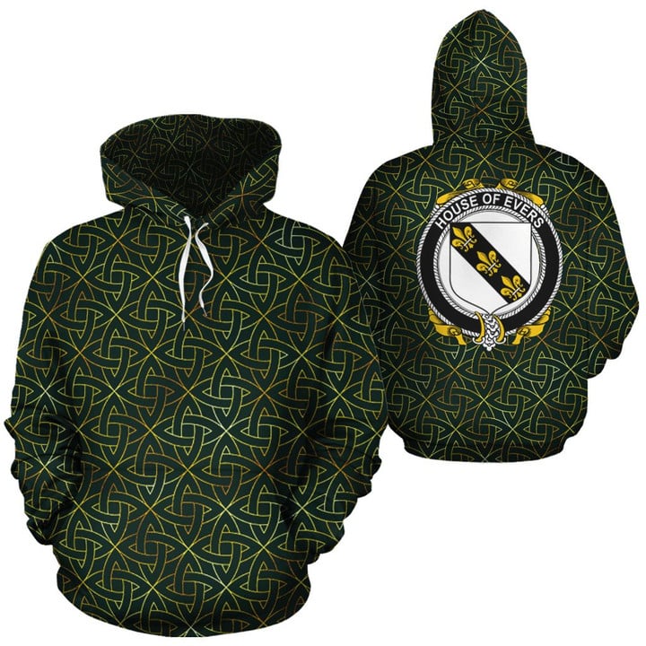 Evers Family Crest Ireland Background Gold Symbol Hoodie