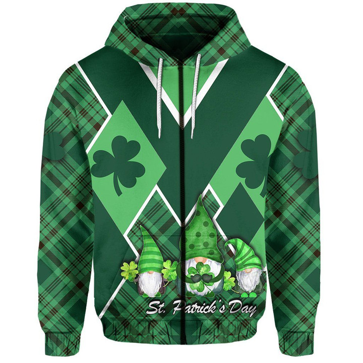 St. Patrick’s Day Ireland Gnome Zip-Hoodie Shamrock