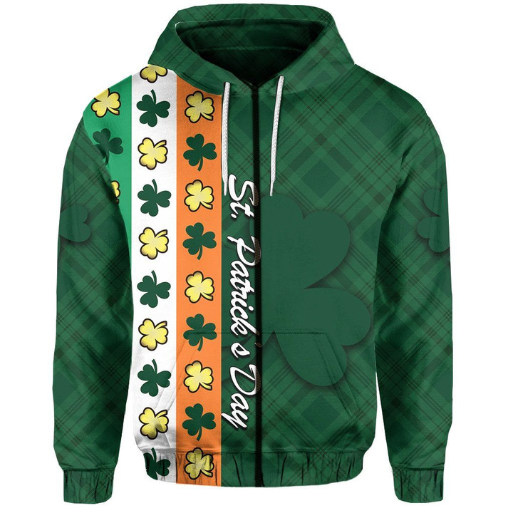 St. Patrick’s Day Ireland Flag Zip-Hoodie Shamrock