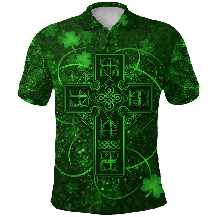 Ireland Polo Shirt Irish Saint Patrick Day Celtic Cross K8