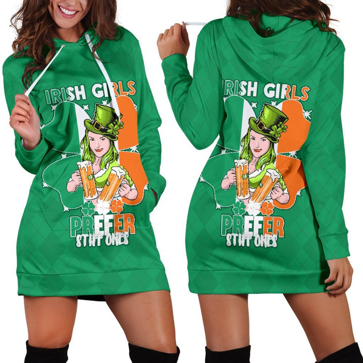 Patrick's Day Hoodie Dress Irish Girl Shamrock  | 1stIreland