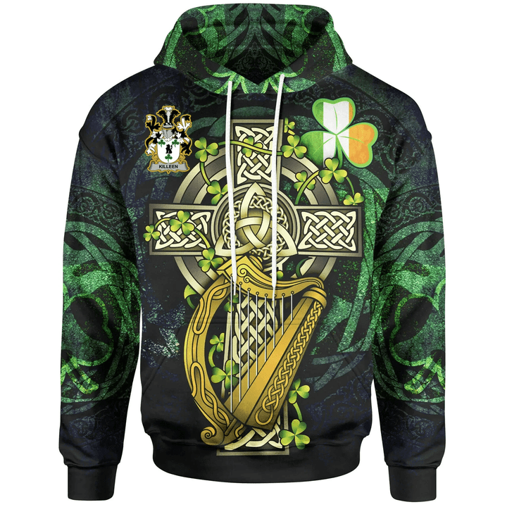 1stIreland Ireland Hoodie - Killeen or O'Killeen Ireland with Celtic Cross A7 | 1stIreland.com