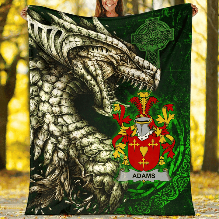 1stIreland Ireland Premium Blanket - Adams Family Crest Blanket - Dragon Claddagh Cross A7 | 1stIreland.com
