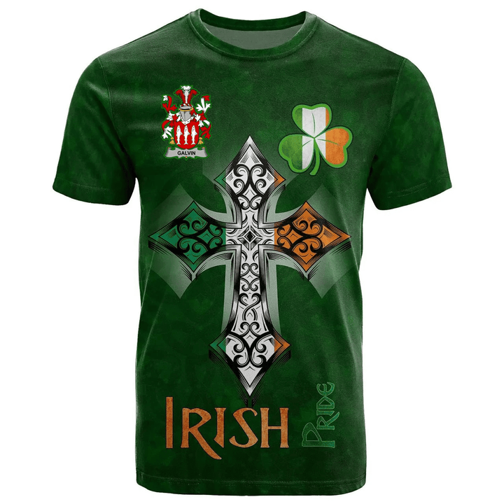 1stIreland Ireland T-Shirt - Galvin or O'Galvin Irish Family Crest Ireland Pride A7 | 1stIreland.com