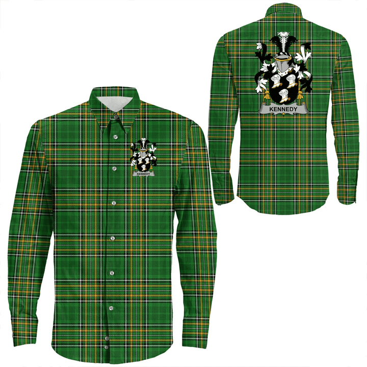 1stIreland Ireland Shirt - Kennedy or O'Kennedy Irish Crest Long Sleeve Button Shirt A7 | 1stIreland.com