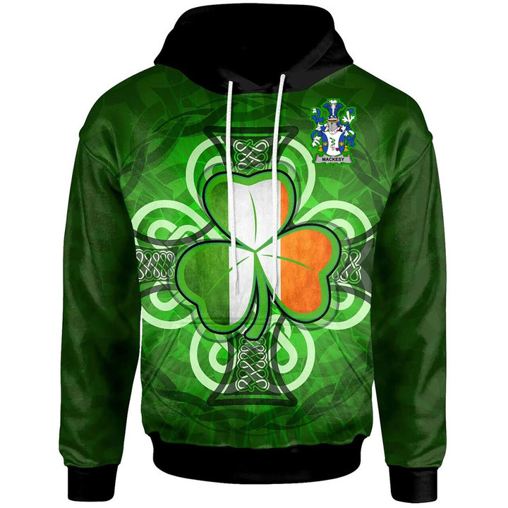 1stIreland Ireland Hoodie - Mackesy Irish Family Crest Hoodie - Shamrock With Celtic Cross A7 | 1stIreland.com