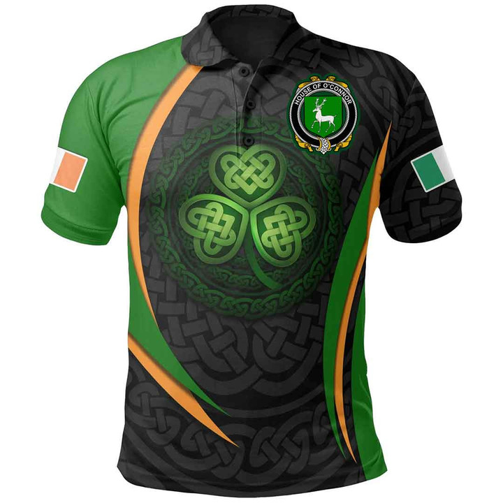 1stIreland Ireland Clothing - House of O'CONNOR (Corcomroe) Irish Family Crest Polo Shirt - Irish Spirit A7 | 1stIreland.com