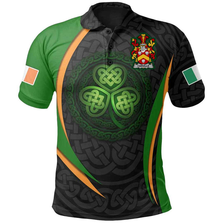 1stIreland Ireland Clothing - Carville or McCarville Irish Family Crest Polo Shirt - Irish Spirit A7 | 1stIreland.com
