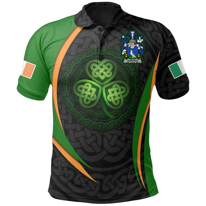 1stIreland Ireland Clothing - Sheehan or O'Sheehan Irish Family Crest Polo Shirt - Irish Spirit A7 | 1stIreland.com