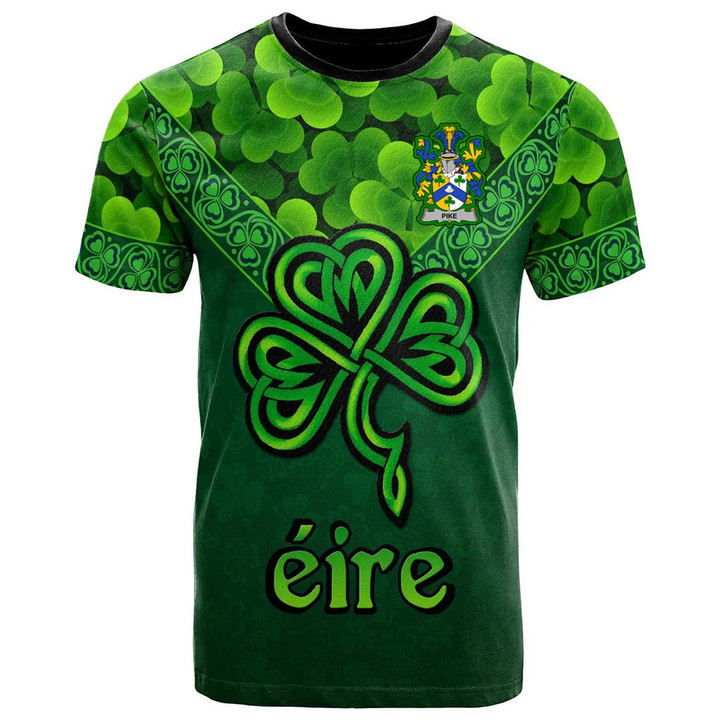 1stIreland Ireland T-Shirt - Pike Irish Family Crest T-Shirt - Irish Shamrock Triangle Style A7 | 1stIreland