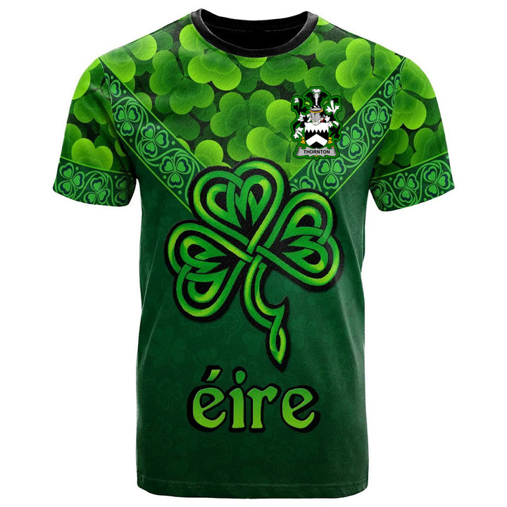 1stIreland Ireland T-Shirt - Thornton Irish Family Crest T-Shirt - Irish Shamrock Triangle Style A7 | 1stIreland