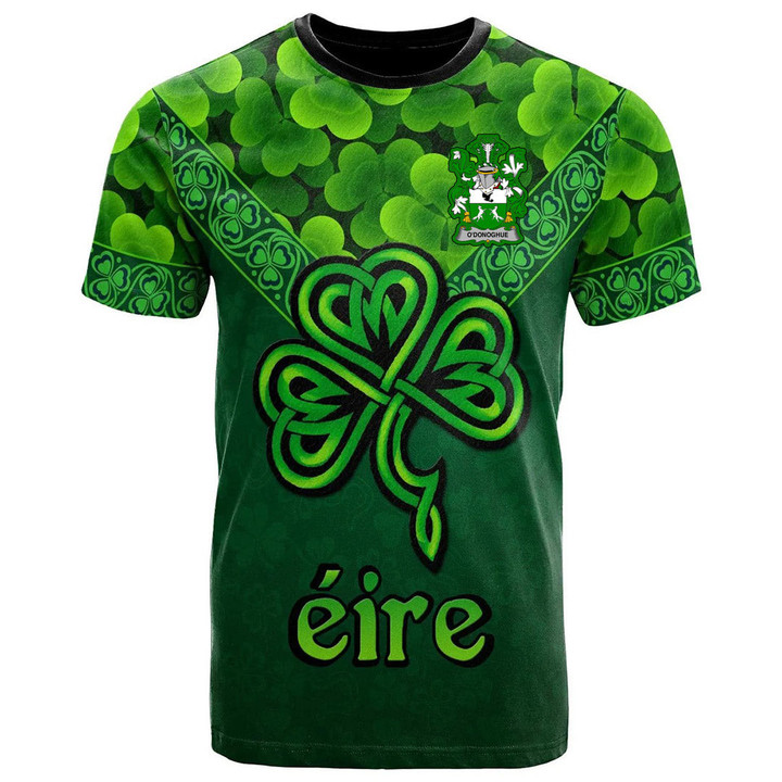 1stIreland Ireland T-Shirt - O Donoghue Irish Family Crest T-Shirt - Irish Shamrock Triangle Style A7 | 1stIreland