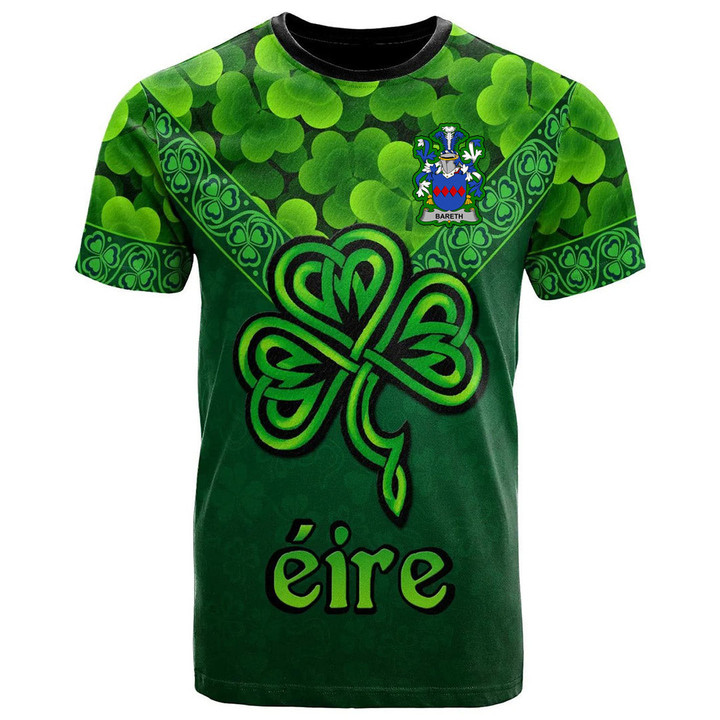 1stIreland Ireland T-Shirt - Bareth Irish Family Crest T-Shirt - Irish Shamrock Triangle Style A7 | 1stIreland