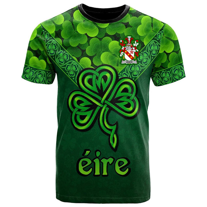 1stIreland Ireland T-Shirt - Vance Irish Family Crest T-Shirt - Irish Shamrock Triangle Style A7 | 1stIreland