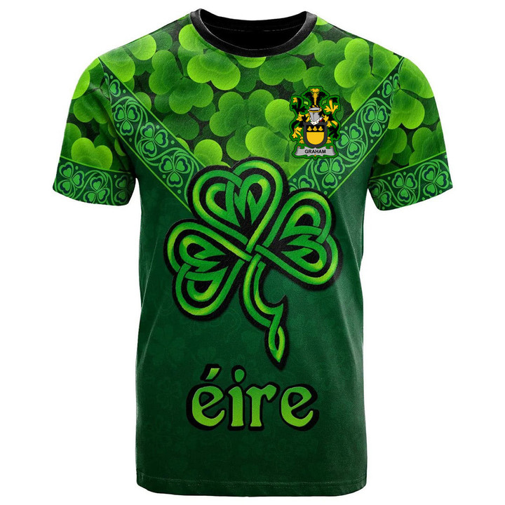 1stIreland Ireland T-Shirt - Graham or Grahan Irish Family Crest T-Shirt - Irish Shamrock Triangle Style A7 | 1stIreland