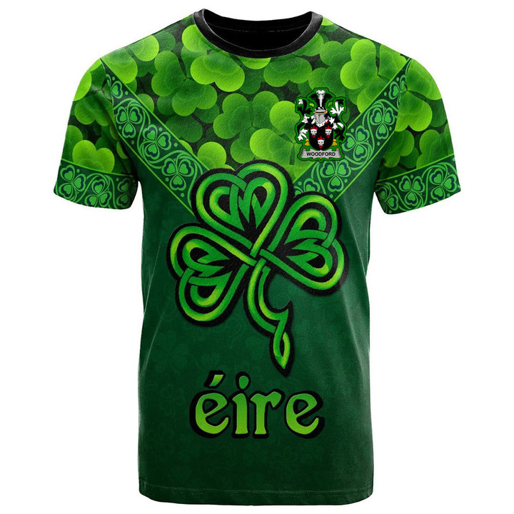 1stIreland Ireland T-Shirt - Woodford Irish Family Crest T-Shirt - Irish Shamrock Triangle Style A7 | 1stIreland